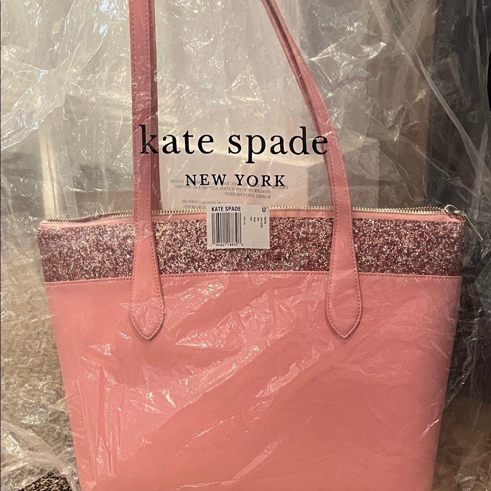 Kate Spade Pink Glitter Saffiano Leather tote